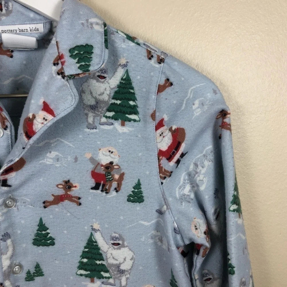 Pottery Barn Kids Rudolph Reindeer Button Pajama Top Size 8 Christmas Santa